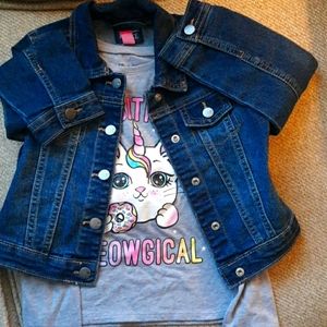 CHILDREN'S PLACE DENIM JACKET AND SHIRT SZ 4T